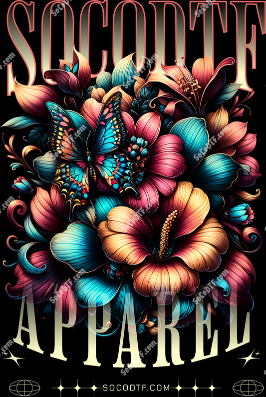 Blooming Flowers Halftone T-shirt